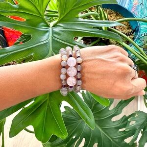 Amethyst ~ Agate ~ Hematite bracelet (one)